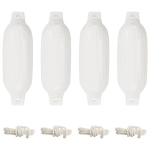 vidaXL Paraurti per Gommone 4 pz Bianchi &Oslash; 11x40 cm in PVC