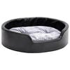 vidaXL Lettino per Cani Nero e Grigio 69x59x19 cm Peluche e Similpelle