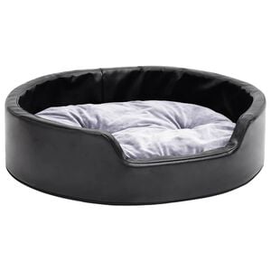 vidaXL Lettino per Cani Nero e Grigio 69x59x19 cm Peluche e Similpelle