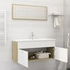 vidaXL Set Mobili da Bagno Bianco e Rovere Sonoma in Truciolato