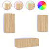 vidaXL Mobili TV a Muro con LED 4pz Rovere Sonoma Legno Multistrato
