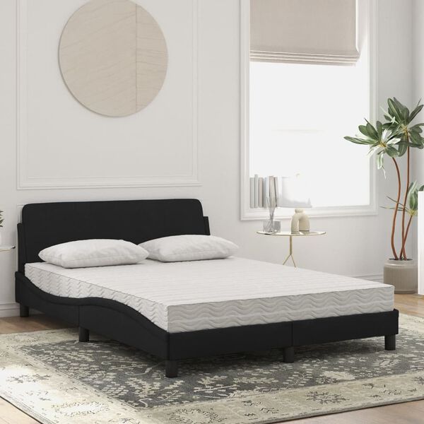 vidaXL Letto con Materasso Dover Nero 140x190 cm in Velluto