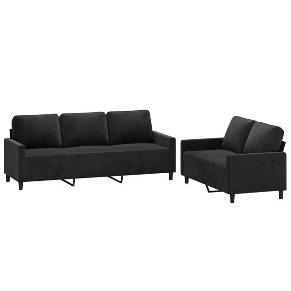 vidaXL Set di Divani 2 pz con Cuscini Nero in Velluto