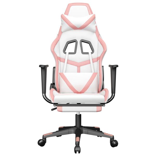 vidaXL Sedia da Gaming con Poggiapiedi Bianco e Rosa in Similpelle