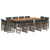 vidaXL Set da Pranzo da Giardino 13pz con Cuscini Grigio in Polyrattan