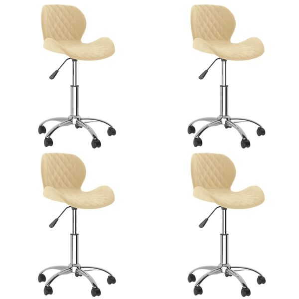 vidaXL Sedie da Pranzo Girevoli 4 pz Crema in Velluto