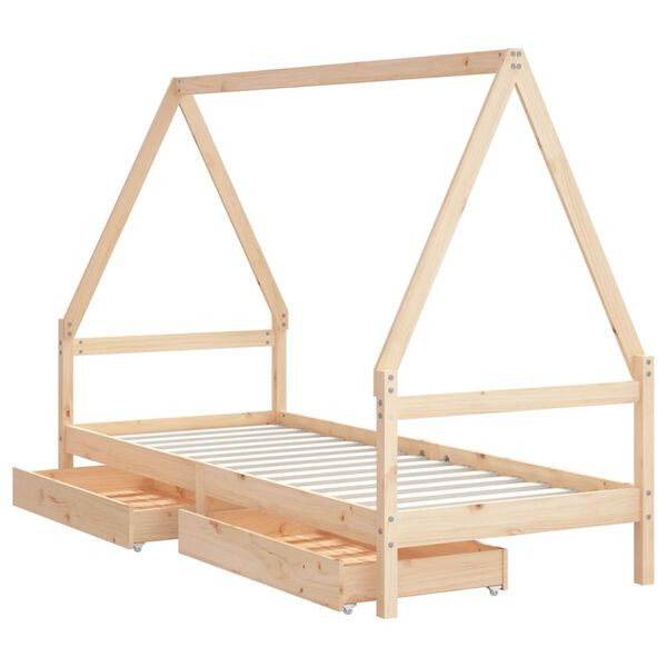 vidaXL Giroletto Bambini con Cassetti 90x200 cm Legno Massello di Pino