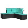 vidaXL Set Divani da Giardino 5 pz con Cuscini in Polyrattan Nero