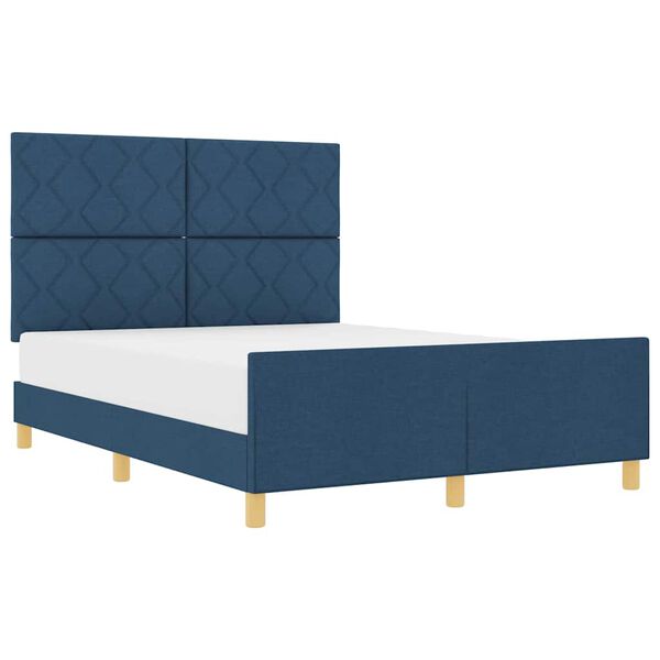 vidaXL Struttura del letto con testiera Blu 140 x 190 cm Tessuto