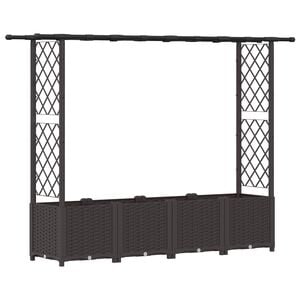 vidaXL Letto Rialzato con Griglia e Tetto Marrone 203 x 40 x 136 cm PP