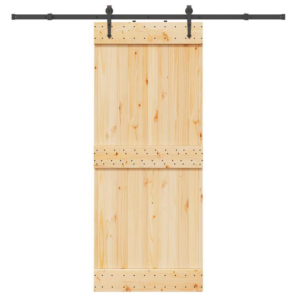 vidaXL Porta Scorrevole con Set Hardware 85x210 cm Legno Massello Pino