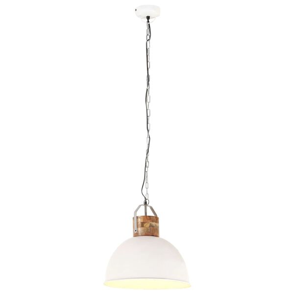 vidaXL Lampada Soffitto Industriale Bianca Rotonda 51 cm E27 in Mango