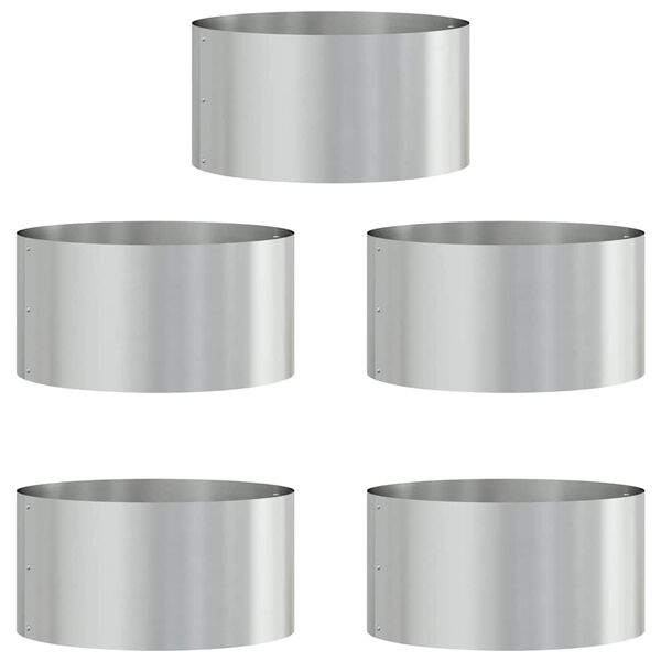 vidaXL Anello per vaso 5 pcs Argento 40 x 40 x 20 cm Acciaio zincato