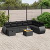 vidaXL Set Divani da Giardino 9 pz con Cuscini Nero in Polyrattan