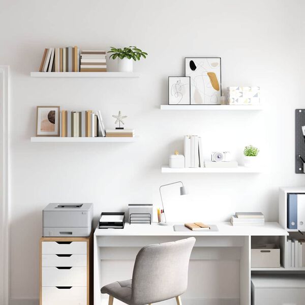 vidaXL Scaffali a Parete 4 pz Bianchi 90x23,5x3,8 cm in MDF