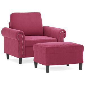 vidaXL Poltrona con Poggiapiedi Rosso Vino 60 cm in Velluto