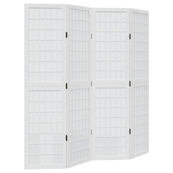vidaXL Divisorio Ambienti 4Pannelli Bianco Legno Massello di Paulownia
