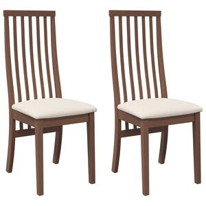 vidaXL Sedie da Pranzo con Cuscini 2pz Marrone Legno Massello di Hevea