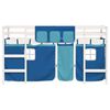 vidaXL Letto a Soppalco Bambini con Tende Blu 90x190 cm Massello Pino