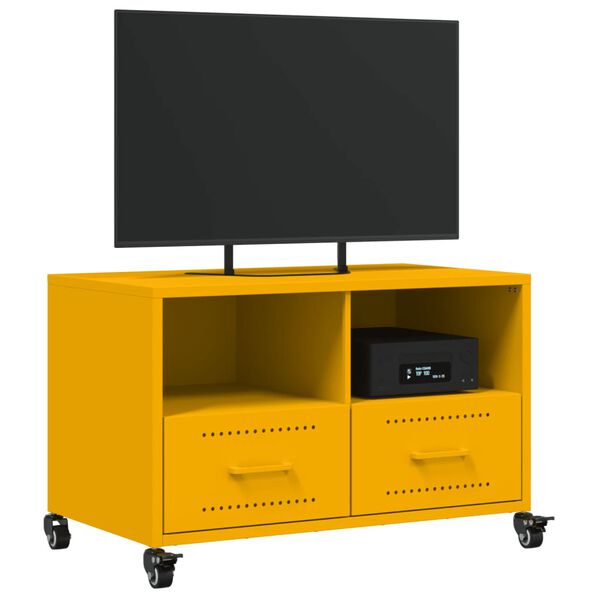 vidaXL Mobile TV Giallo Senape 68x39x43,5cm Acciaio Laminato a Freddo