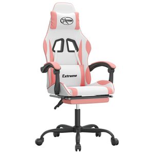 vidaXL Sedia da Gaming Girevole Poggiapiedi Bianca e Rosa Similpelle