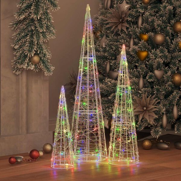 vidaXL Albero di Natale 3 pcs Multicolore 20 x 20 x 80 cm Acrilico