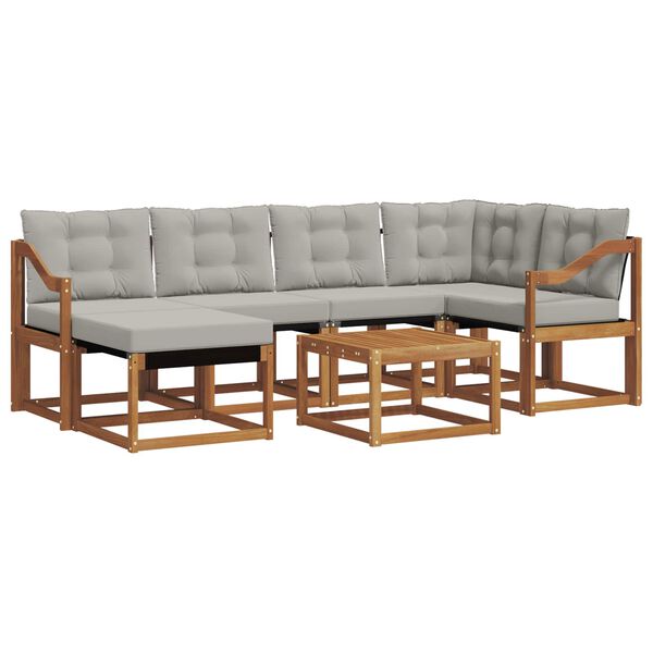 vidaXL Set di divani da esterno 7 pcs Grigio Naturale e Chiaro