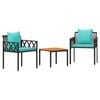 vidaXL Set Mobili da Esterno 3 pz Nero e Turchese polyrattan