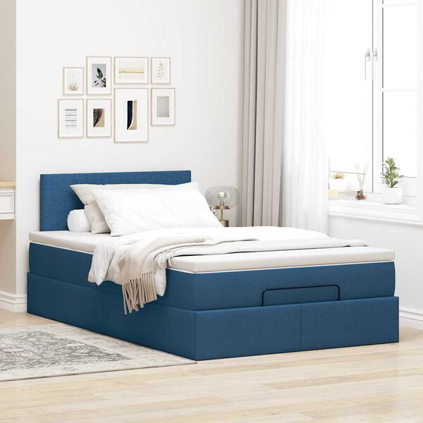vidaXL Pouf Letto con Materasso e LED Blu 120x190cm in Tessuto