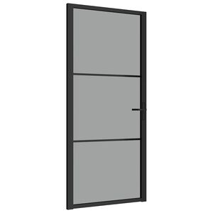 vidaXL Porta Interna 93x201,5 cm Nera in Vetro ESG e Alluminio