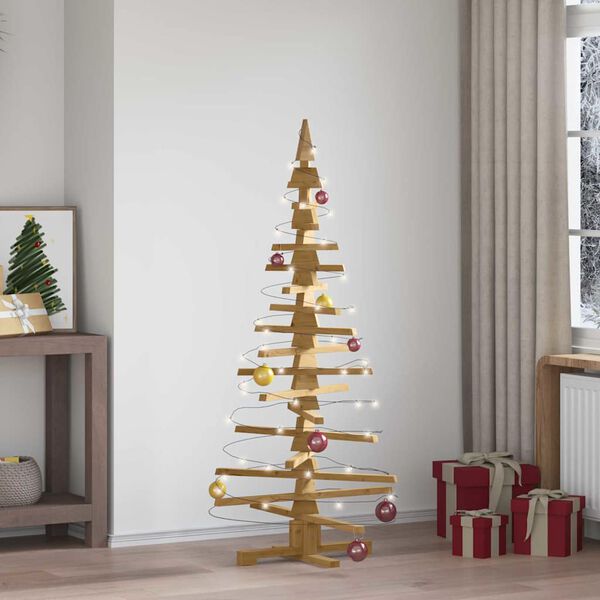 vidaXL Albero di Natale in legno Marrone 150 cm Legno di pino massello