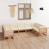 vidaXL Set Salotto Giardino e Cuscini 9 pz Legno Massello Pino Ambra