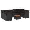 vidaXL Set Divani da Giardino 10pz con Cuscini in Polyrattan Nero