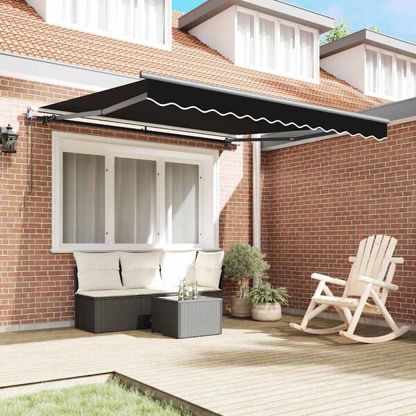 vidaXL Tenda Retrattile Nero 350 x 250 cm Tessuto e Alluminio