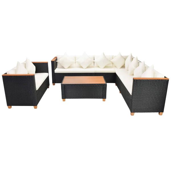 vidaXL Set Divani da Giardino 6 pz con Cuscini in Polyrattan Nero