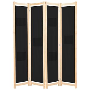 vidaXL Divisorio a 4 Pannelli Nero 160x170x4 cm in Tessuto