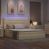 vidaXL Letto con contenitore e LED Crema 180 x 200 cm Poliestere