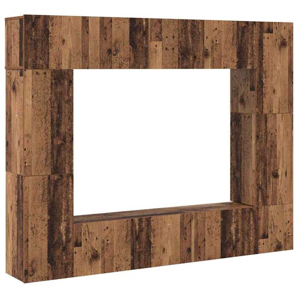 vidaXL Set mobile TV 8 pcs Legno vecchio 80 x 30 x 30 cm