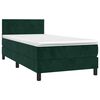 vidaXL Letto a Molle con Materasso e LED Verde Scuro 90x190 cm Velluto