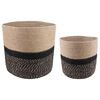 vidaXL Set di Vasi per Piante 2 pz Naturale e Nero &Oslash; 28 x 28 cm