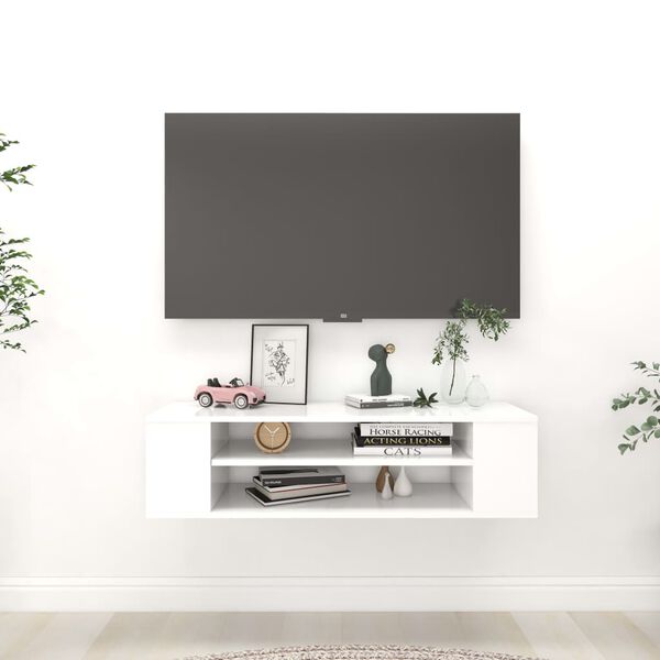 vidaXL Mobile Porta TV Sospeso Bianco 100x30x26,5 cm Legno Multistrato