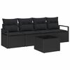 vidaXL Set di divani 5 pz 4-Numero di posti Nero polyrattan