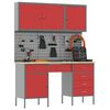 vidaXL Mobile da lavoro 8 pcs Rosso Legno ingegnerizzato e acciaio