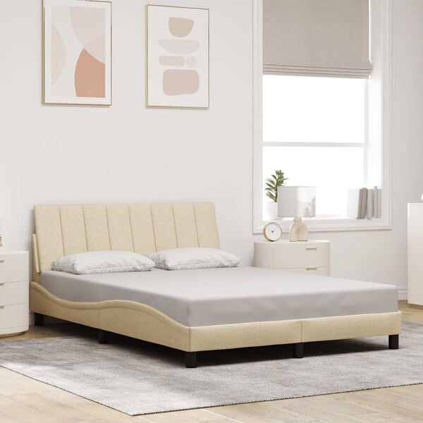vidaXL Giroletto senza Materasso Hanko Crema 140x190 cm in Tessuto