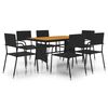 vidaXL Set da Pranzo per Esterni 7 pz in Polyrattan Nero