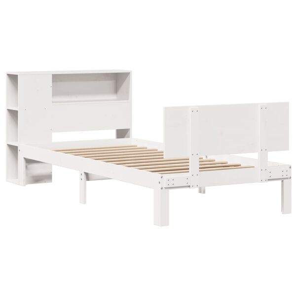vidaXL Letto Libreria senza Materasso Bianco 90x190 cm Massello Pino