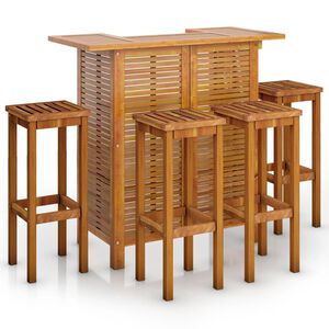 vidaXL Set da Bar per Giardino 5 pz in Legno Massello di Acacia
