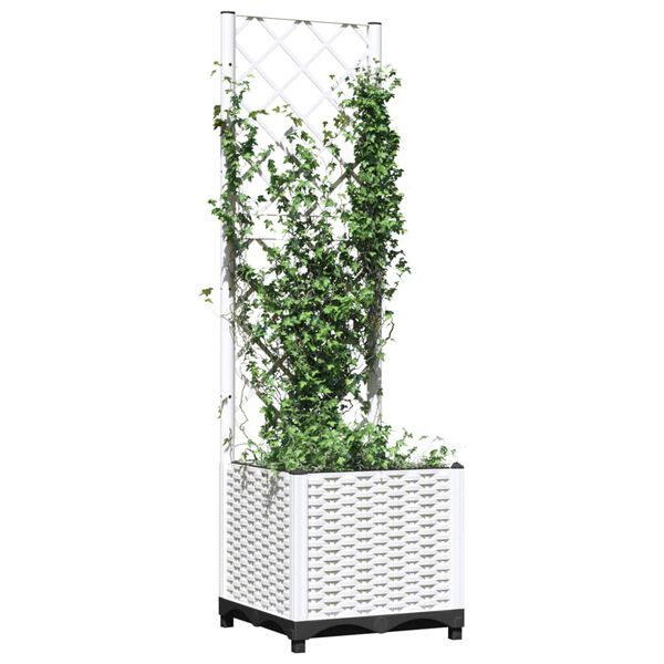 vidaXL Fioriera da Giardino con Graticcio Bianco 40x40x136 cm PP