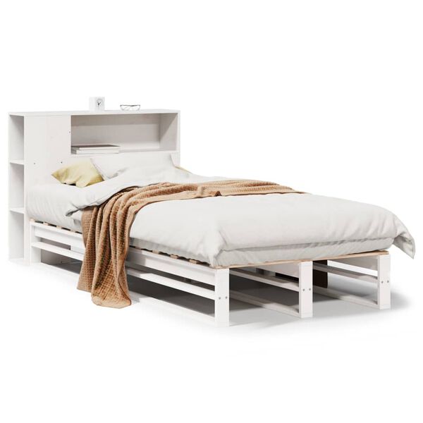 vidaXL Letto Libreria senza Materasso Bianco 75x190 cm Legno Massello