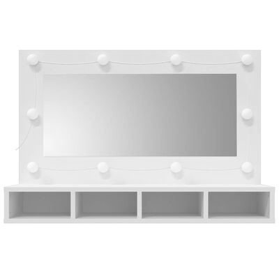 vidaXL Mobile a Specchio con LED Bianco 90x31,5x62 cm